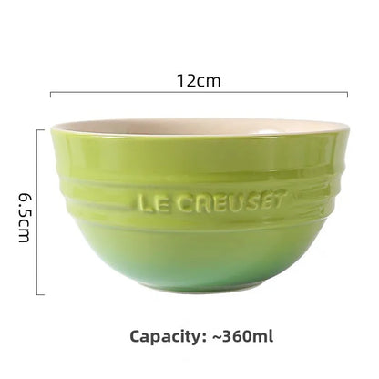 Cuenco de porcelana esmaltada de colores fríos Le Creuset, cuenco de arroz, cuenco para sopa con cara de arcoíris, cuenco francés con diseño de mono redondo para uso doméstico
