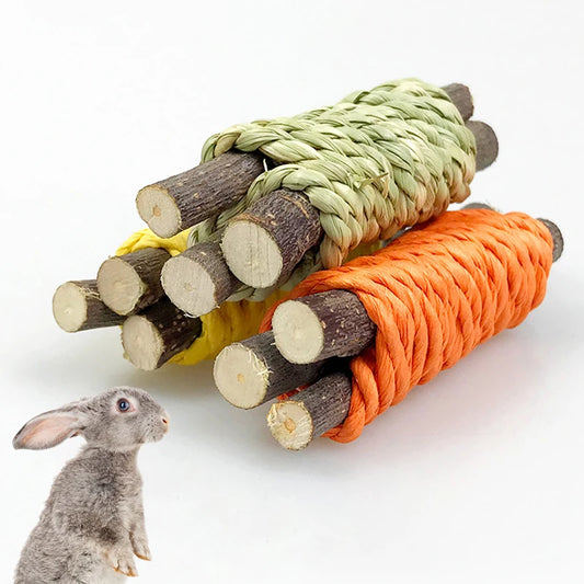 Juego de 3 juguetes para masticar conejos y hámsteres, cuidado de molares para mascotas, ratas, cobayas, ramas de madera, juguetes para conejos y mascotas.