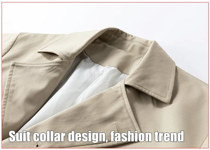 Chaquetas de hombre, abrigos de primavera para hombre, gabardinas, abrigos tipo streetwear, cortavientos, abrigos largos holgados de estilo business casual.