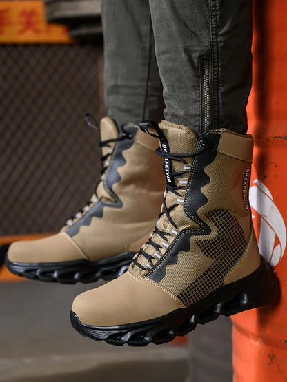 Zapatillas de trabajo con puntera de acero, zapatos de seguridad para hombre, calzado de trabajo nuevo a prueba de perforaciones, botas indestructibles, calzado de seguridad ligero.