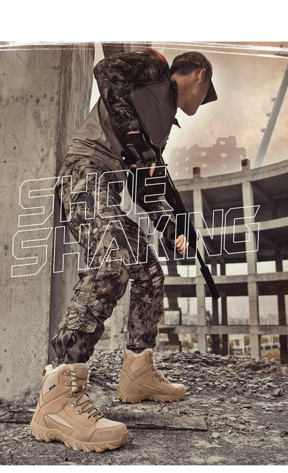 Botas de nieve para hombre de alta calidad, cálidas y de felpa, para invierno, para exteriores, con plataforma antideslizante.