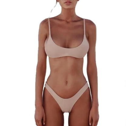 Women's Swimsuit Sexy Split Bikini Two Piece Bikini Set Swimming Swimwear Solid Color Casual Beach Holidays Summer