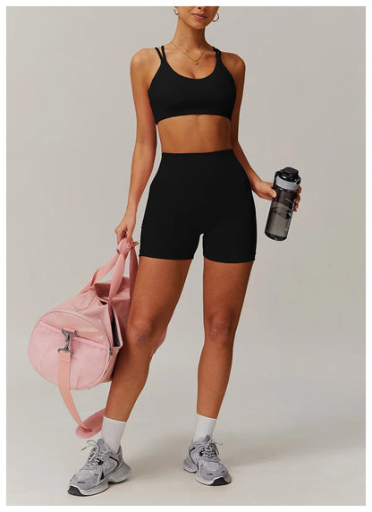 Conjunto deportivo de 2 piezas para mujer, chándal para correr, entrenamiento, con cremallera, pantalones cortos de manga larga, ropa de yoga, ropa deportiva