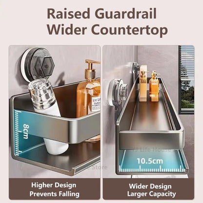 Estante de cocina con ventosa, de aluminio, para especias, organizador de condimentos de pared, sin necesidad de taladrar.