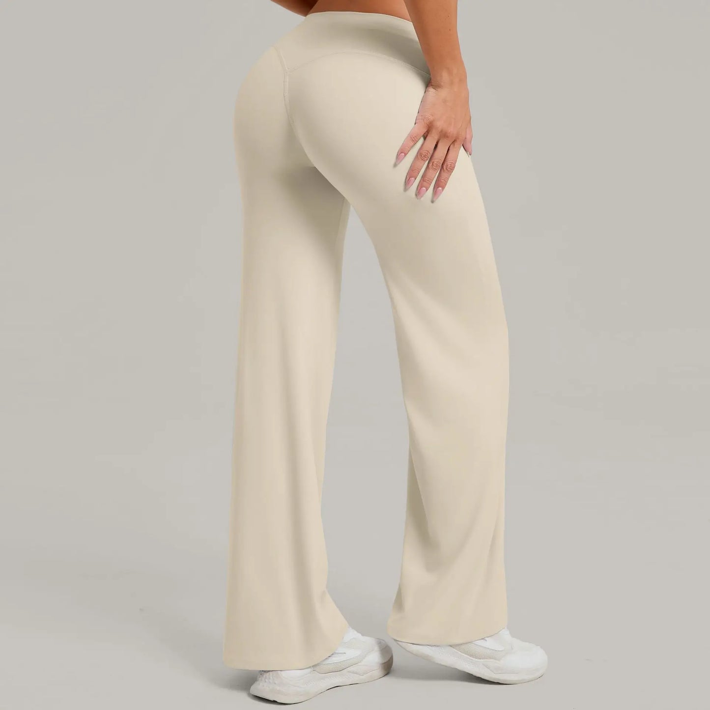 Pantalones de yoga rectos de pierna ancha para mujer, nuevos pantalones de pilates, pantalones deportivos ajustados que realzan la cadera, pantalones casuales para correr al aire libre, pantalones de fitness.