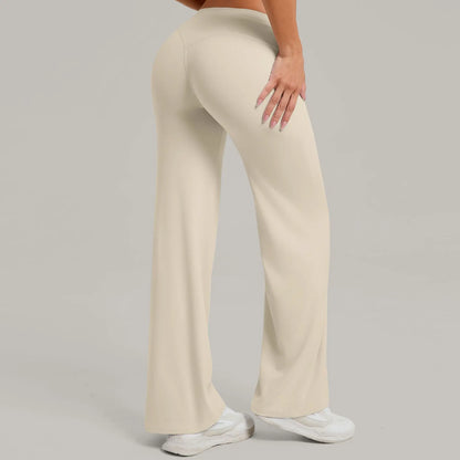 Pantalones de yoga rectos de pierna ancha para mujer, nuevos pantalones de pilates, pantalones deportivos ajustados que realzan la cadera, pantalones casuales para correr al aire libre, pantalones de fitness.