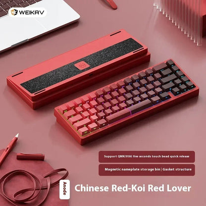 Teclado mecánico para juegos Weikav Lucky65 V2 RGB con junta intercambiable en caliente, estructura de 3 modos, aleación de aluminio, accesorio para PC