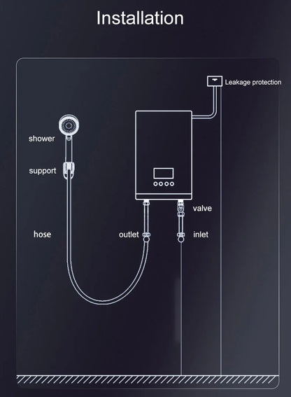 Calentador eléctrico instantáneo de agua IPX4, 7500 kW, calentamiento rápido, sin tanque, con pantalla LED y resistencia al agua.