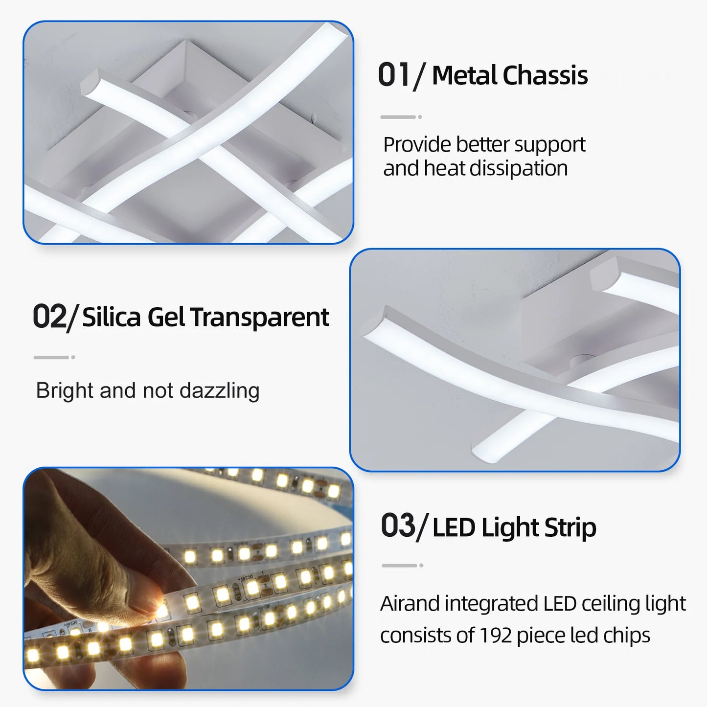 Lámpara de techo LED moderna para sala de estar, restaurante, luz variable de 3 colores, dormitorio, balcón, 24 W, diseño curvo