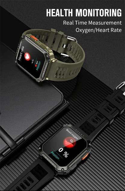 FOXBOX 2025 Reloj inteligente militar para exteriores para hombre, con Bluetooth, llamadas, deportivo, resistente al agua, asistente de voz, reloj de fitness para hombre, nuevo