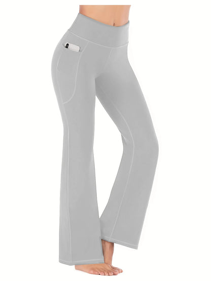 Pantalones de yoga de corte bota para mujer, pantalones de yoga de cintura alta con bolsillos para mujer, pantalones de trabajo de corte bota, pantalones deportivos.