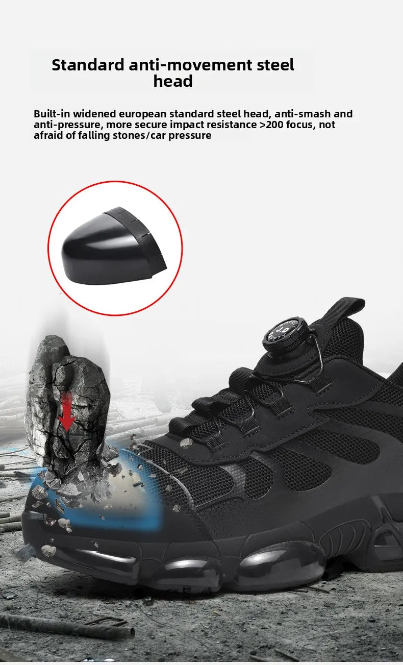 Zapatos de seguridad con puntera de acero LARNMERN para hombre y mujer, anchos, ligeros, cómodos, tipo tenis, de trabajo, coloridos.