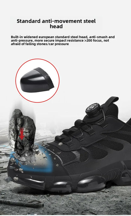 Zapatos de seguridad con puntera de acero LARNMERN para hombre y mujer, anchos, ligeros, cómodos, tipo tenis, de trabajo, coloridos.