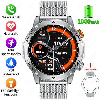 Reloj inteligente para hombre, nuevo, con batería de 1000 mAh, pantalla AMOLED HD de 1,7 pulgadas, control del ritmo cardíaco, linterna, llamadas Bluetooth, reloj inteligente de salud para hombre.