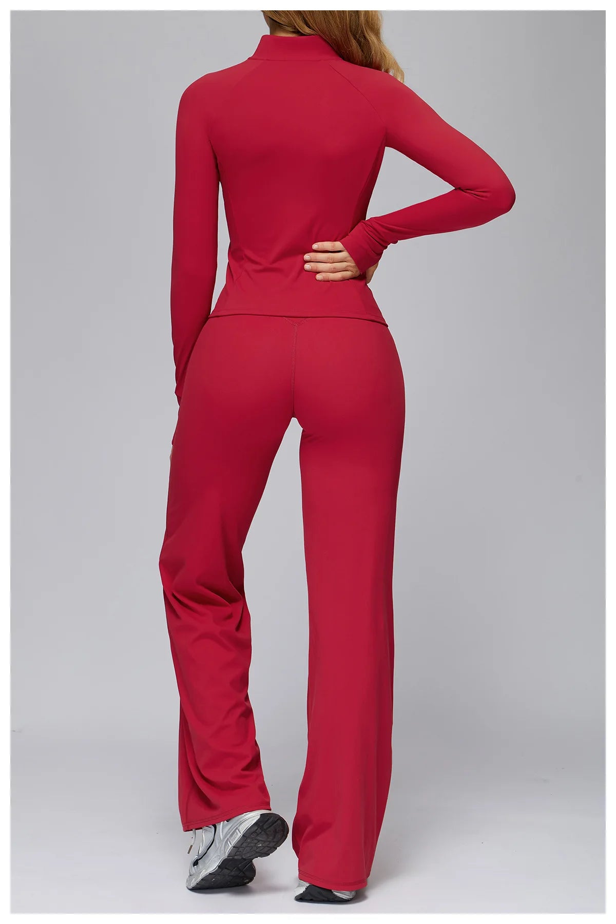 Conjunto deportivo Hearuisavy para mujer, chaqueta deportiva de manga larga con cremallera y bolsillos, ropa exterior ajustada de secado rápido para correr, pantalones de yoga de cintura alta