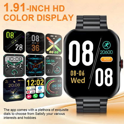 LIGE - Reloj inteligente para hombre, pantalla de 1,91 pulgadas, Bluetooth, llamadas, más de 100 modos deportivos, monitorización del sueño, resistente al agua, para mujer (regalo 2025)