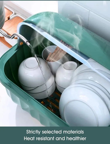 Escurridor de platos de cocina con bandeja de goteo extraíble, soporte para secar utensilios, escurridor de platos, organizador de platos para cocina