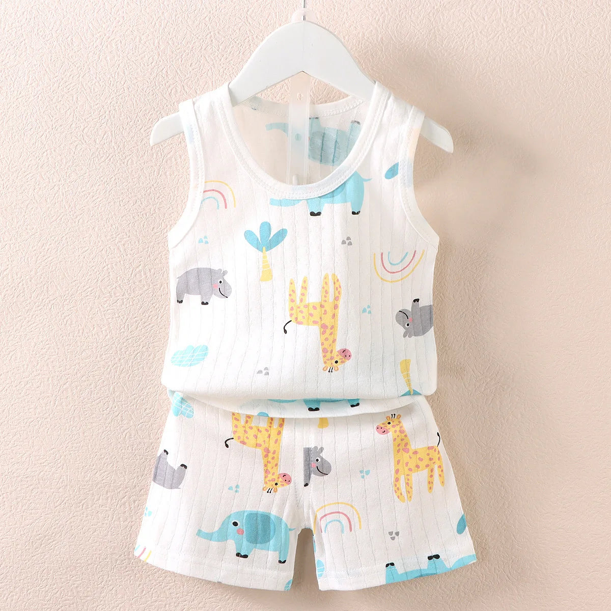 Ropa para niños, camisetas sin mangas estampadas, pantalones cortos, bonitos y transpirables, conjunto de chaleco y pantalones cortos de verano para niños, camiseta sin mangas para ropa de bebé para niños