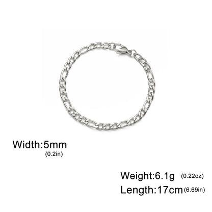 Pulsera de cadena Figaro sencilla para mujer, hombre, pareja, joyería para niño, color dorado, acero inoxidable, tendencia, moda punk, hip pop, regalo