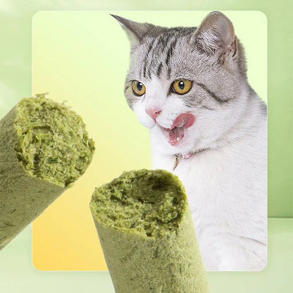 Snacks para mascotas con aroma a hierba para gatos, suaves para la limpieza dental, pastillas para gatos y rechinar los dientes.