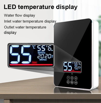 Calentador de agua eléctrico instantáneo DMWD con control remoto para baño y cocina, sin tanque, para ducha con grifo y pantalla LED de temperatura