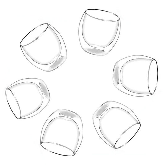 1-6 tazas de té de vidrio de doble pared transparente, hechas a mano, resistentes al calor, para bebidas saludables, café, leche, vasos de chupito aislados, regalo, 80-650 ml