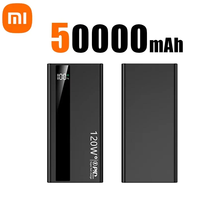Banco de energía Xiaomi de 500.000 mAh, 120 W, carga ultrarrápida, batería externa de alta capacidad, cargador portátil para iPhone y Samsung.