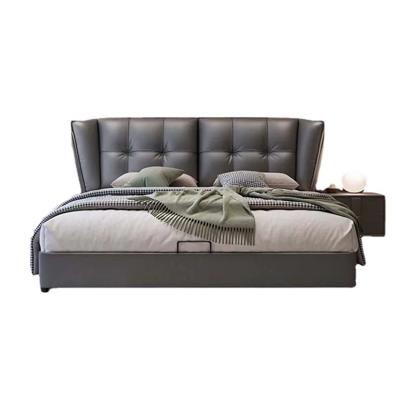 Cama minimalista europea con almacenamiento de madera, moderna y multifuncional, tamaño king, para sala de estar, de lujo, decoración de habitación