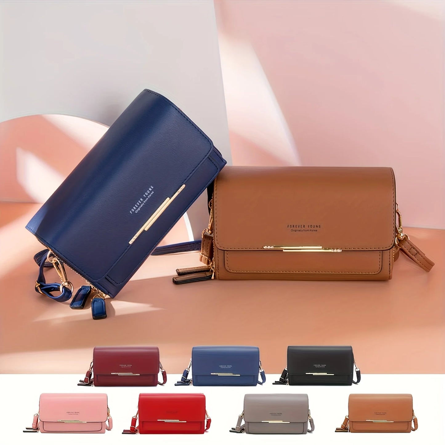 Nueva billetera para mujer, bolso de hombro multifuncional de estilo coreano, bolso de mano de longitud media y monedero con cremallera.