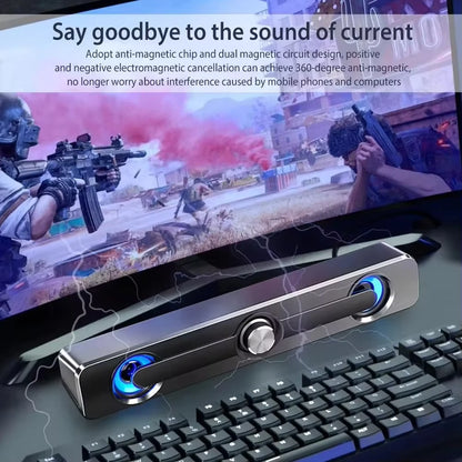 Barra de sonido Bluetooth con cable USB, altavoces estéreo para proyector, PC, portátil, teléfono, ordenador, altavoz auxiliar de 3,5 mm