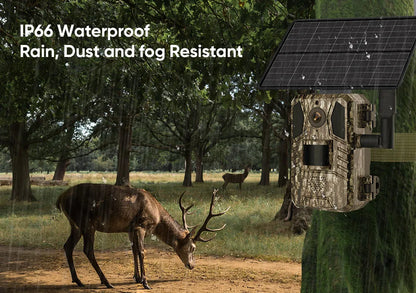 1/2 cámara de rastreo celular UCon 4G 2K con energía solar, activación por movimiento (0,2 s), visión nocturna.