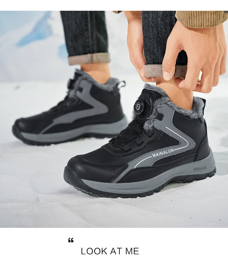 Botas de nieve para hombre, botas de senderismo cálidas y cómodas para invierno, zapatillas deportivas para hombre para exteriores, calzado deportivo impermeable, calzado de senderismo resistente al desgaste