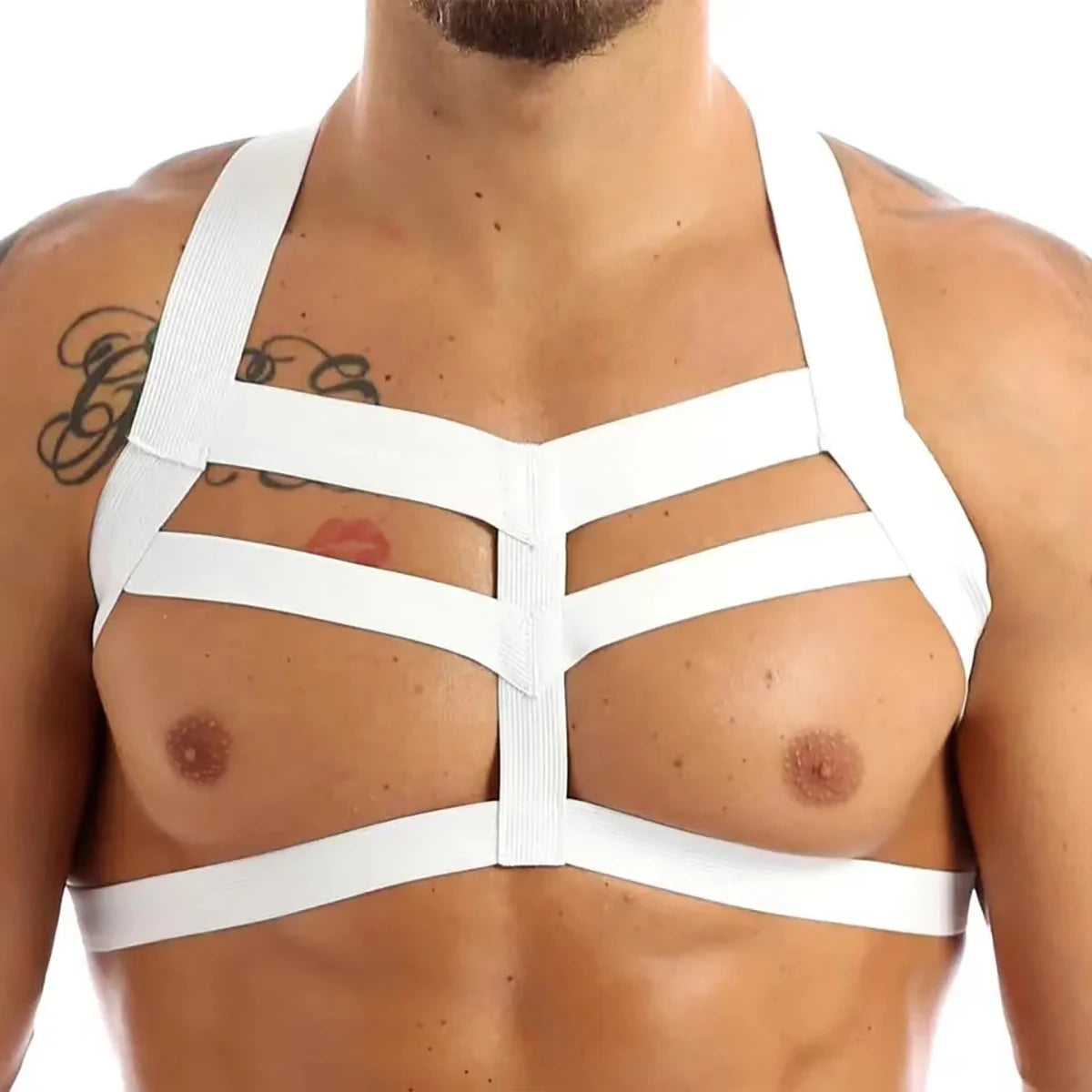 Arnés de pecho de cuero sintético para hombre, tirantes ajustables, arnés corporal bondage, accesorios de ropa gótica, moda