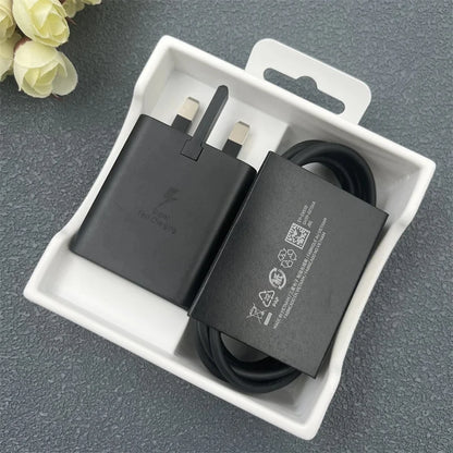 Cargador Samsung EP-T4510 de 45 W PD, carga súper rápida para Galaxy S25 Ultra Plus S24 S23 A56 C55, adaptador EU/EE. UU./Reino Unido, cable tipo C de 1,8 m.