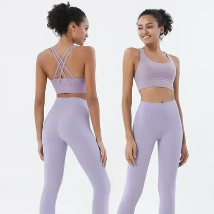 Women's Naked Feeling Sports Bra and Leggings Set - 2 Piece Gym Outfit for Fitness, Yoga Clothes Leggings and Tops Workout Suits