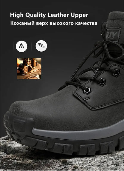 Botas altas de cuero para hombre, transpirables, para combate en el desierto, para exteriores, antideslizantes, para senderismo, motociclistas, botines de trabajo