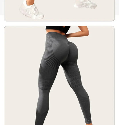Pantalones de yoga de punto sin costuras de cintura alta para mujer, pantalones ajustados de fitness, pantalones deportivos de nueve puntos para correr, pantalones de gimnasio, realce de glúteos.