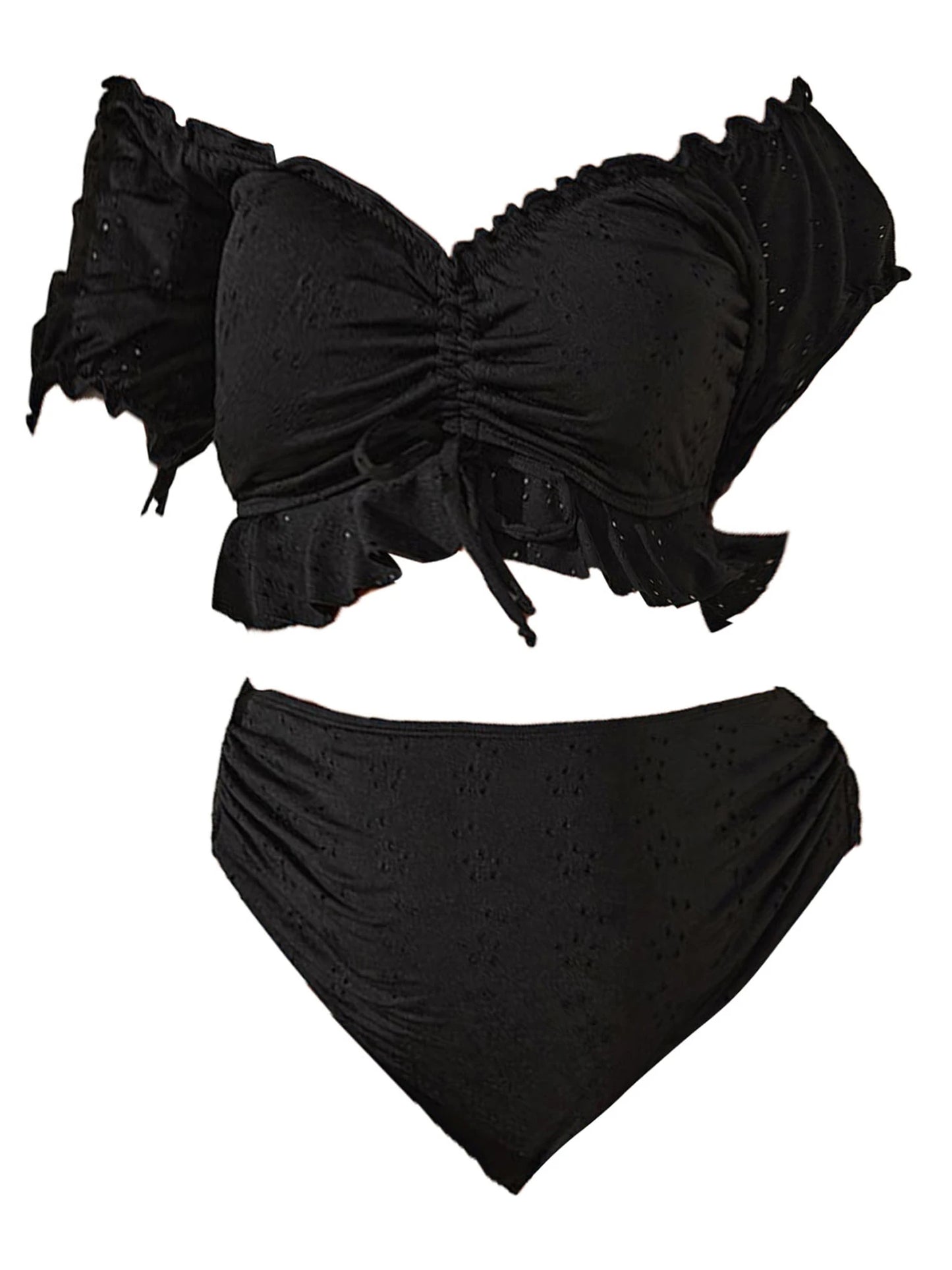 Conjunto de bikini de maternidad de 2 piezas, traje de baño con hombros descubiertos y volantes, top corto con braguita, para embarazadas, vacaciones en la playa, para tomar el sol.