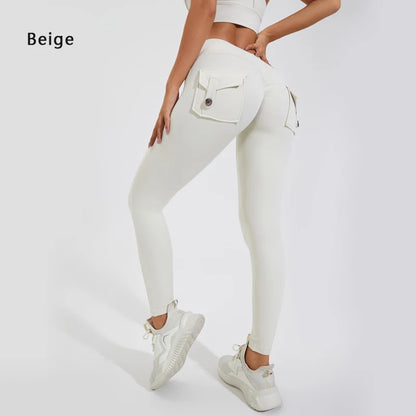 Pantalones de yoga DIAS FIT JOY de nailon, con bolsillo en los glúteos, ajustados, para mujer, deportivos, de fitness, realzan la cadera, transpirables, sin línea en T.