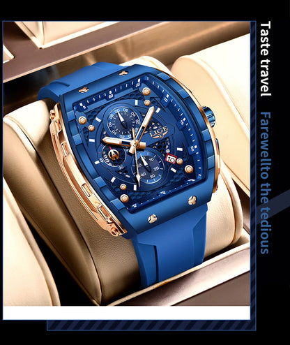 Relojes LIGE de primera marca para hombre, reloj de pulsera de cuarzo cuadrado de lujo, reloj cronógrafo luminoso resistente al agua para hombre, reloj con fecha