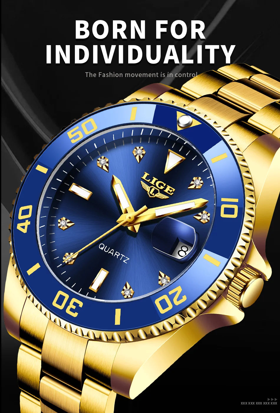 Relojes de moda LIGE para hombre, de lujo, luminosos, con calendario, para negocios, resistentes al agua, cronógrafo, de acero inoxidable, de cuarzo.