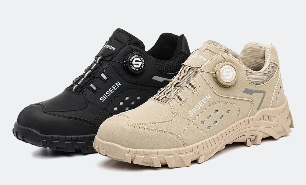 Botas de seguridad con puntera de acero para hombre - Calzado de trabajo resistente a perforaciones, antideslizante y duradero para la construcción y uso industrial en exteriores.