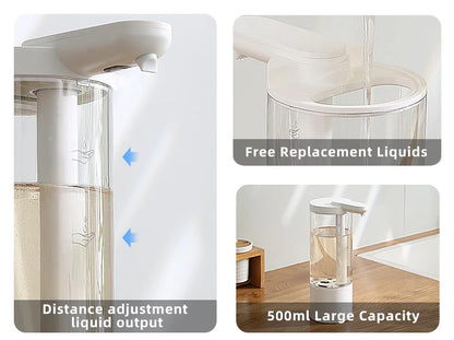 Dispensador automático de jabón líquido de 500 ml para cocina, recargable por USB, sin contacto, de alta capacidad, para detergente. También apto para baño.