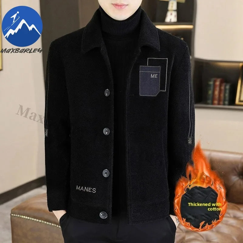 Chaqueta corta de lana Maxbarley para hombre, estilo otoño/invierno, abrigo de trabajo, estilo coreano casual, grueso, moderno y cálido.