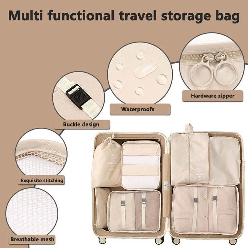 Juego de 11 bolsas organizadoras de viaje plegables, bolsas de almacenamiento, maletas, cubos de embalaje, estuches portátiles para ropa interior, zapatos, artículos de tocador