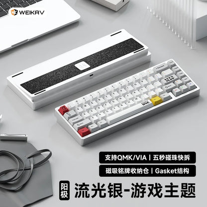 Teclado mecánico para juegos Weikav Lucky65 V2 RGB con junta intercambiable en caliente, estructura de 3 modos, aleación de aluminio, accesorio para PC