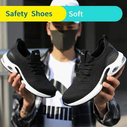 Zapatos de seguridad ligeros para hombre 2025, zapatillas de trabajo con puntera de acero, calzado de protección para hombre, antiaplastamiento, antipinchazos, zapatos indestructibles.