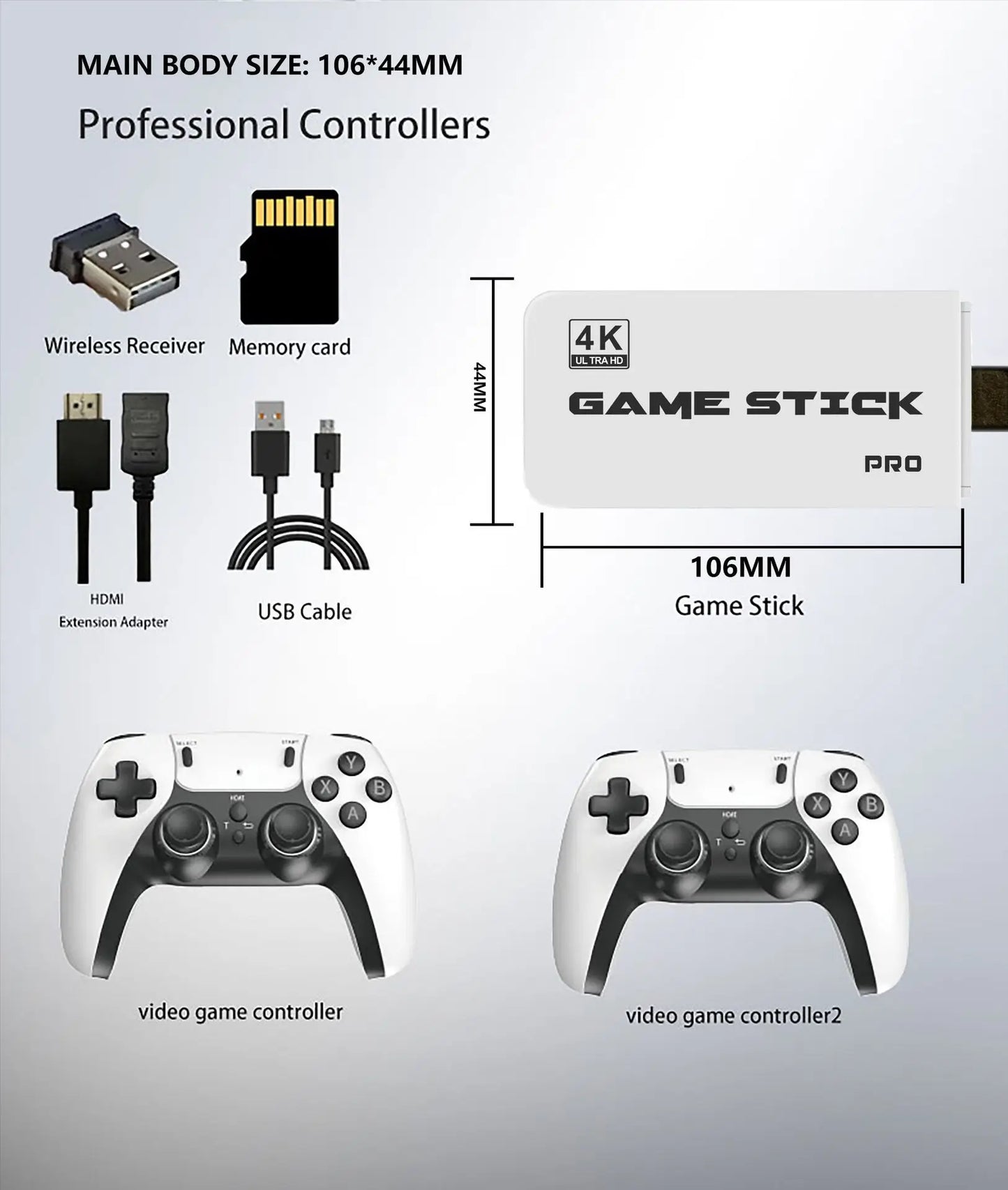 Consola de videojuegos retro mini TV Game Stick 4K con más de 20 000 juegos clásicos integrados, 18 emuladores, mandos inalámbricos portátiles, consola HD