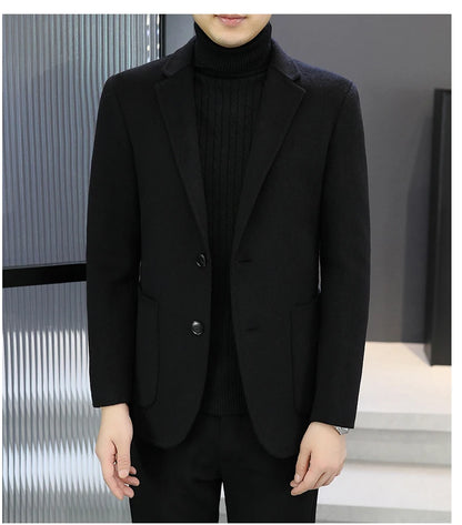 Slim Fit Detachable Down Liner Men's Woolen Coat High Quality 2025 Autumn Winter Casual Solid Color Short Style Warm Wool Jacket