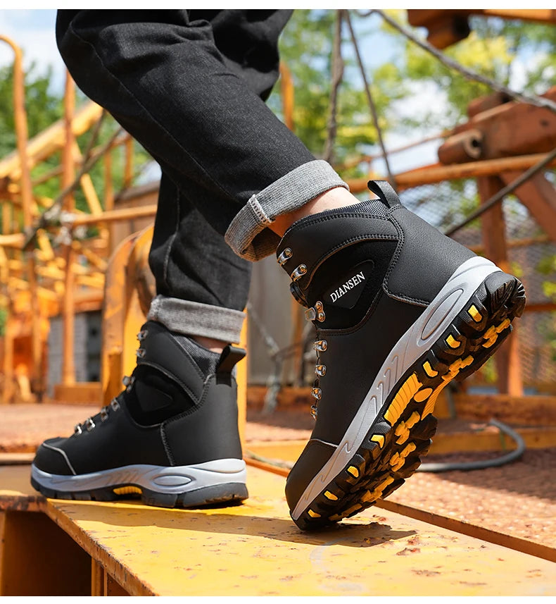 Zapatos de seguridad con botón giratorio, zapatillas de trabajo para hombre, zapatos indestructibles, zapatos de protección a prueba de pinchazos, botas de trabajo, botas tácticas.